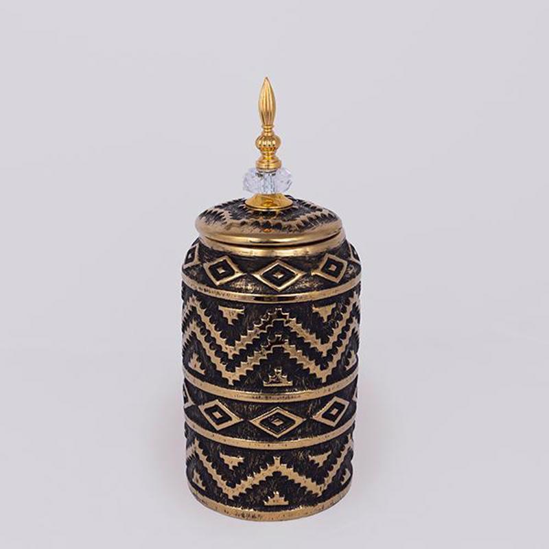 Διακοσμητικά Επιτραπέζια agiovlasitishome - ΣΗΜΑΝΤΙΚΟ: Σε περίπτωση διαφοράς τιμής από το κατάστημα ισχύει παντα και μόνο η τιμή του καταστήματος ESTHETI home Βάζο Κεραμικό/Μεταλλικό Μαύρο/Χρυσό Φ15x35